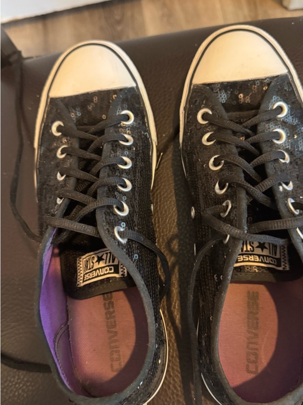 Converse All Star Low Top Sneakers - Black sequins Soles with White Trim